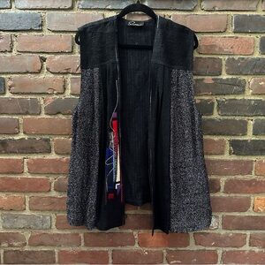 Vintage Woven Black Vest Art To Wear 39 Chest / 26.5” Long